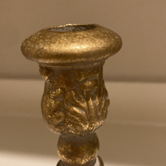 Gold & Gray Ornate Metal Candle Holder Set Of Two - Picture 8 of 11